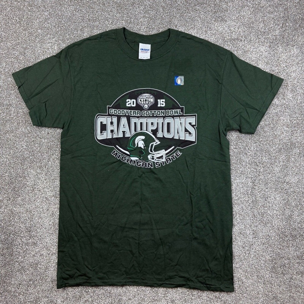 Michigan State Spartans Football Shirt Mens Medium Cotton Bowl MSU Champions